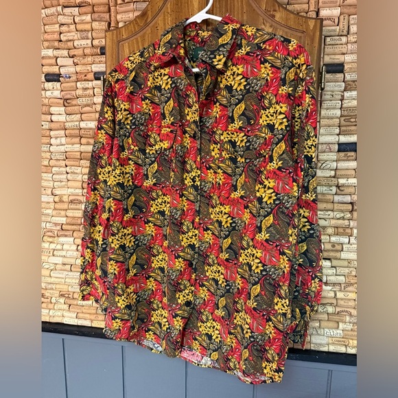 Vintage Hunt Club cotton blend floral paisley button down size M - Picture 2 of 6